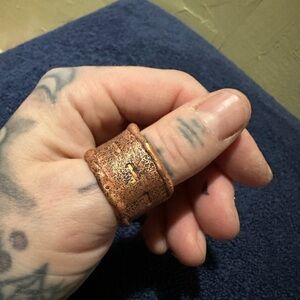 Handmade upcycled Ooak Unique brutalist Copper Ring approx 10